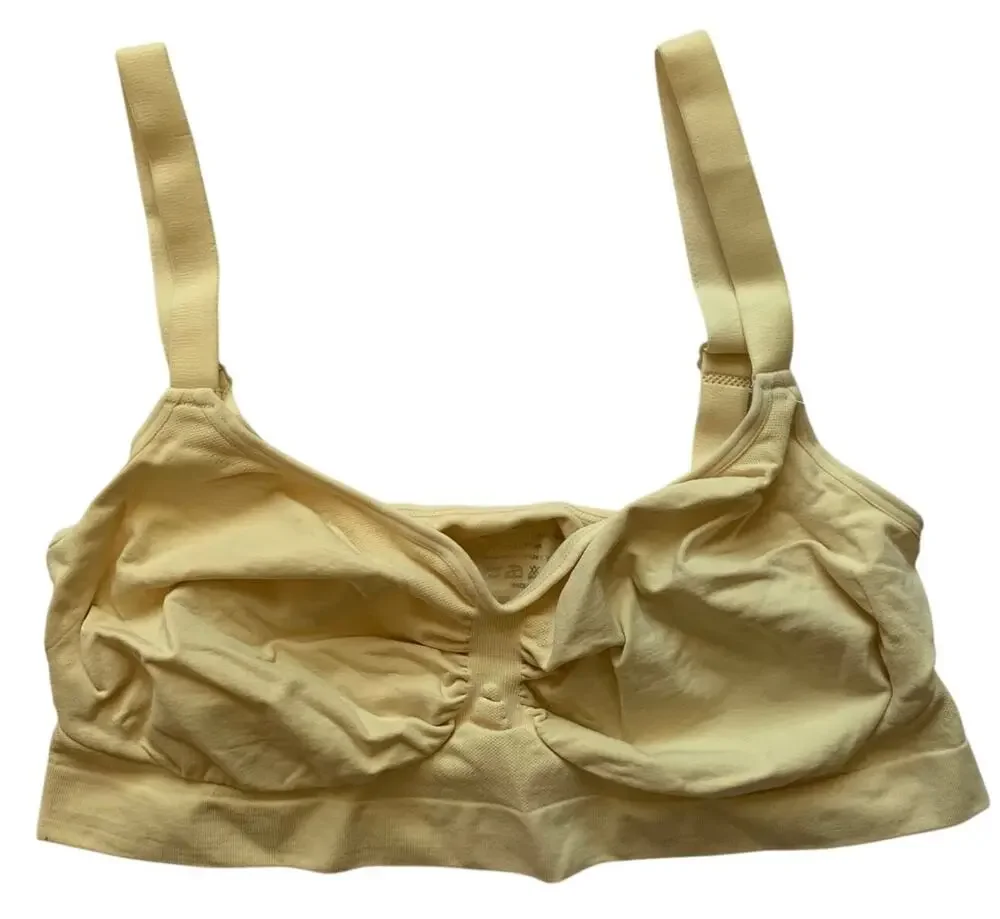 NWT Feelingirl Womens XXL Pale Yellow Comfort Sports Bra Bralette Nylon Stretch